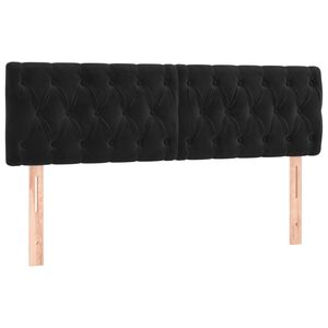 vidaXL Kopfteile Schwarz 160x7x78/88 cm Samt