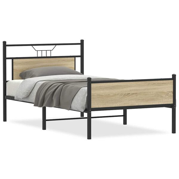 vidaXL Bettgestell ohne Matratze Sonoma-Eiche 107x203 cm Holzwerkstoff