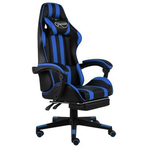 vidaXL Gaming-Stuhl mit Fußstütze Schwarz und Blau Kunstleder