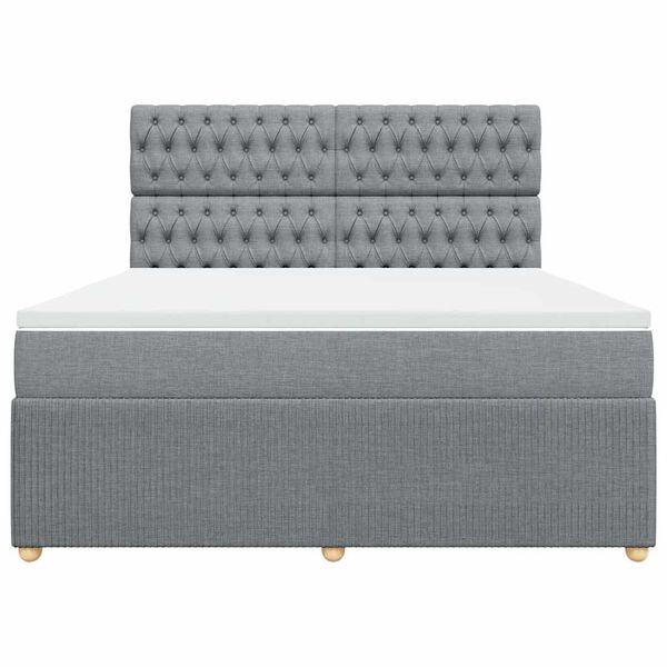 vidaXL Boxspringbett mit Matratze Hellgrau 180x200 cm Stoff