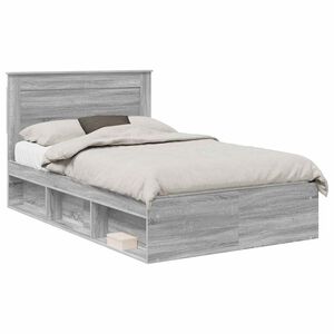 vidaXL Bettrahmen Uni Sonoma-Grau 120 x 190 cm Massives Kiefernholz