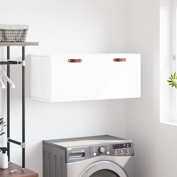 vidaXL Wandschrank Hochglanz-Wei&szlig; 80x36,5x35 cm Holzwerkstoff
