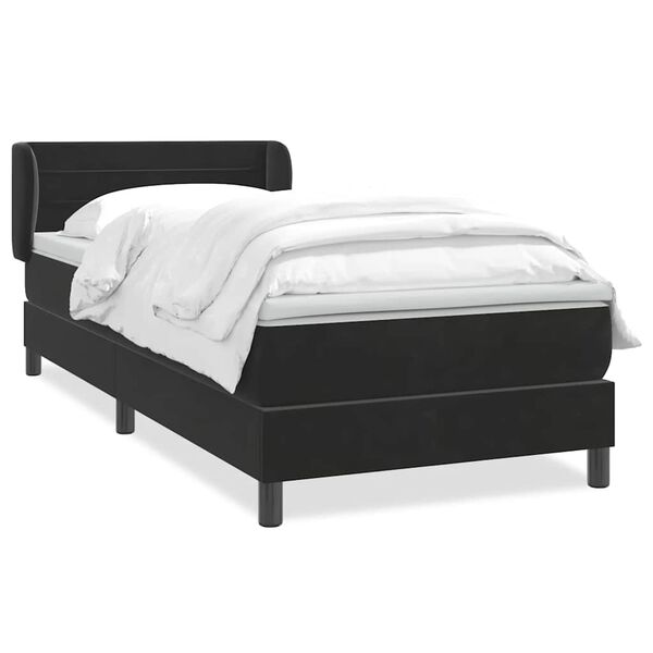 vidaXL Boxspringbett mit Matratze Schwarz 80x220 cm Samt