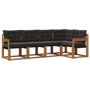 vidaXL Outdoor-Sofagarnitur mit Kissen 5 pcs Nat&uuml;rlich und Schwarz