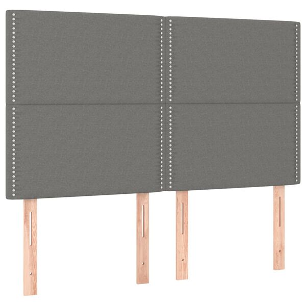 vidaXL LED Kopfteil Dunkelgrau 144x5x118/128 cm Stoff