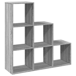 vidaXL Raumteiler-B&uuml;cherregal 3 Etagen Grau Sonoma 99x29x99 cm
