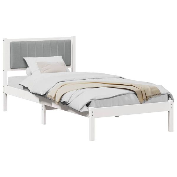 vidaXL Bettgestell mit gepolstertem Kopfteil Hellgrau 90 x 190 cm