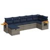 vidaXL 7-tlg. Garten-Sofagarnitur mit Kissen Grau Poly Rattan
