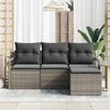 vidaXL Sofa Set mit Kissen mit Speicher 4 pcs Grau Poly-Rattan
