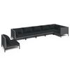 vidaXL 7-tlg. Garten-Lounge-Set mit Kissen Poly Rattan Dunkelgrau