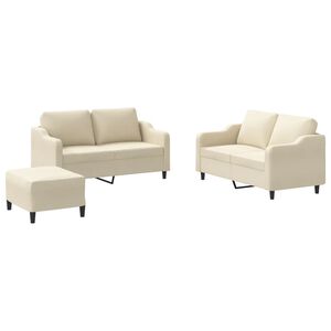 vidaXL 3-tlg. Sofagarnitur mit Kissen Creme Stoff