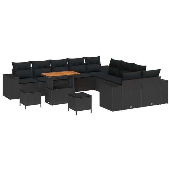 vidaXL Garten-Sofa-Set 13 pcs Schwarz Poly-Rattan
