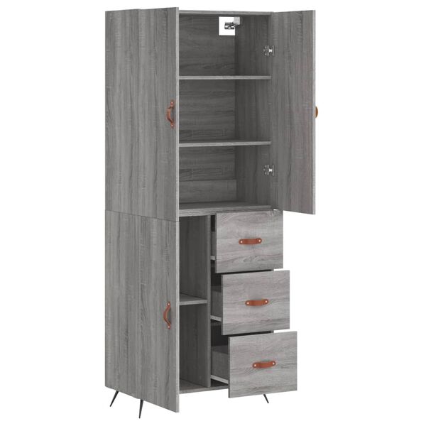 vidaXL Highboard Grau Sonoma 69,5x34x180 cm Holzwerkstoff