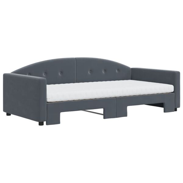 vidaXL Tagesbett Ausziehbar mit Matratzen Dunkelgrau 100x200 cm Samt
