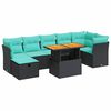 vidaXL 8-tlg. Garten-Sofagarnitur mit Kissen Grau Poly Rattan Akazie