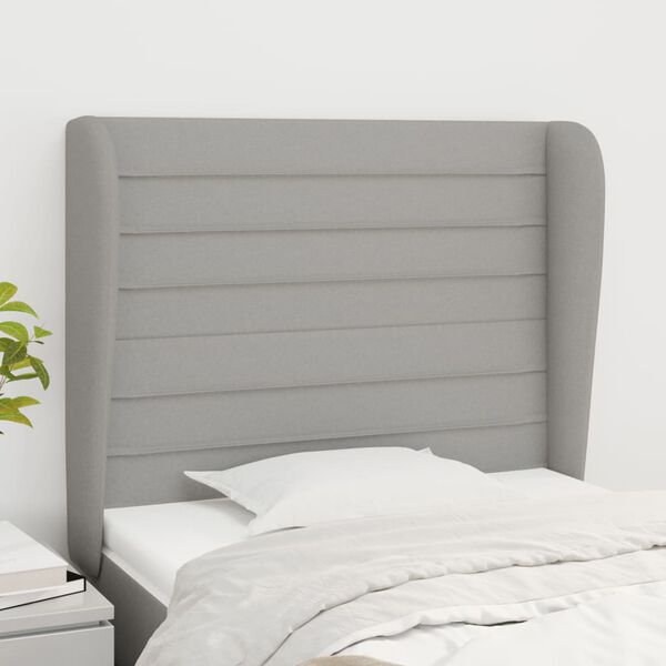 vidaXL Kopfteil mit Ohren Hellgrau 83x23x118/128 cm Stoff