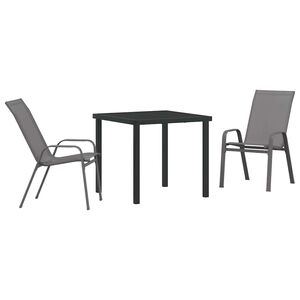 vidaXL Garten Essgruppe 3 pcs Grau und Schwarz