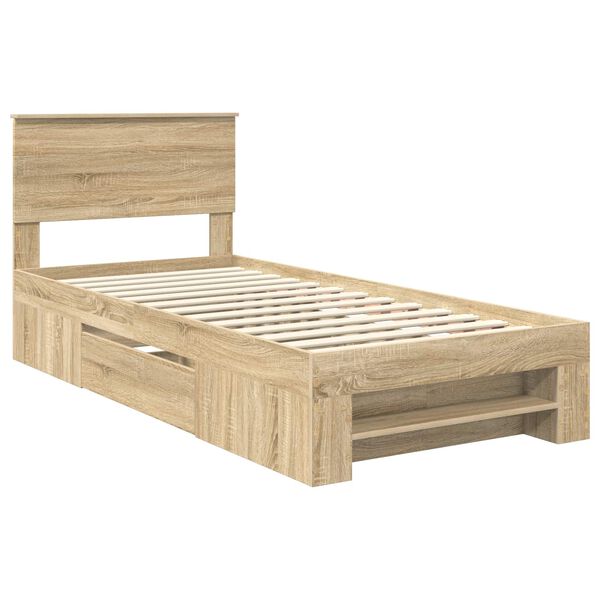 vidaXL Bettrahmen mit Kopfteil Sonoma-Eiche 80 x 200 cm Holzwerkstoff