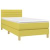 vidaXL Boxspringbett mit Matratze & LED Gr&uuml;n 90x190 cm Stoff