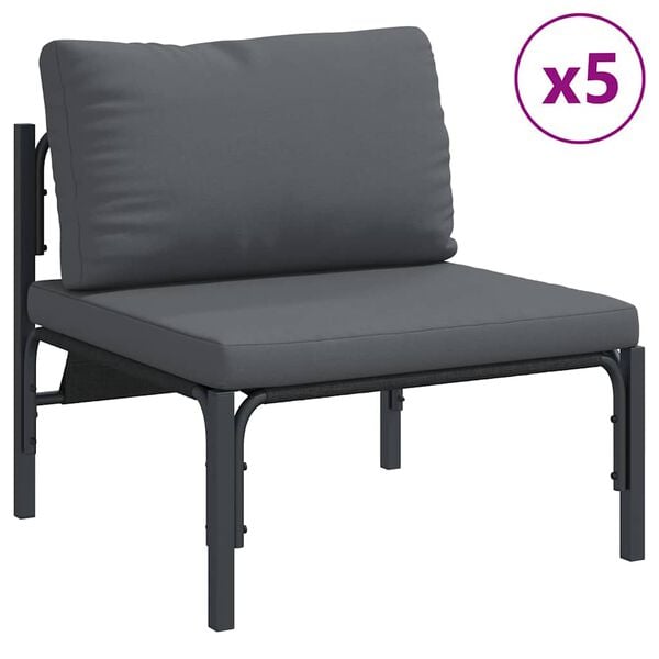 vidaXL Gartensofa-set mit Kissen 7 pcs Schwarz Stahl