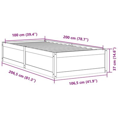 vidaXL Massivholzbett ohne Matratze 100x200 cm Kiefernholz