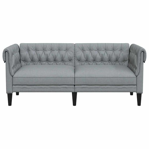 vidaXL Chesterfield-Sofa 2-Sitzer Hellgrau Stoff