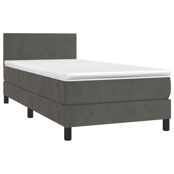 vidaXL Boxspringbett mit Matratze Dunkelgrau 90x190 cm Samt