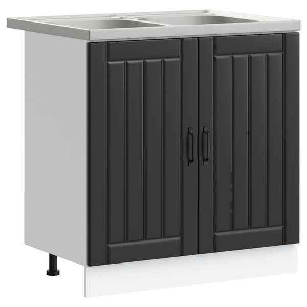 vidaXL Waschbecken-Unterschrank Lucca 2 pcs Schwarz Holzwerkstoff