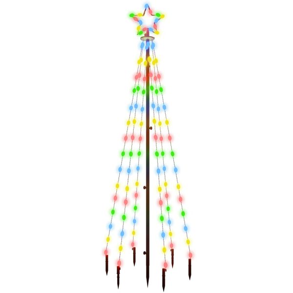 vidaXL LED-Weihnachtsbaum mit Erdn&auml;geln Mehrfarbig 108 LEDs 180 cm