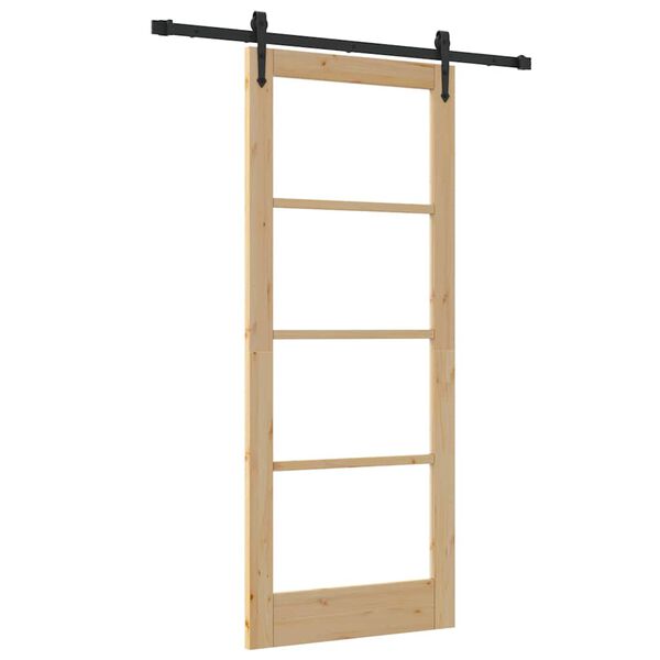 vidaXL Schiebet&uuml;r ORKDAL Natur 83 x 202 cm Massivholz Kiefer und Glas