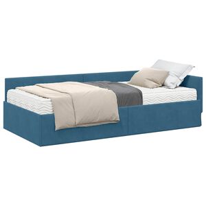 vidaXL Eckbettgestell mit Matratze Sonstiges 2 pcs Blau Samt