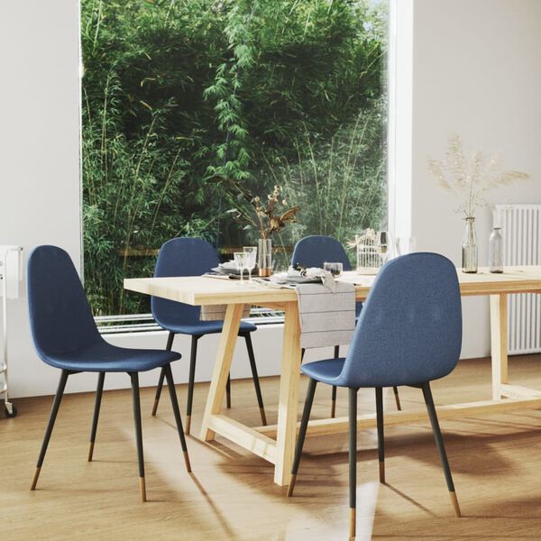 vidaXL Esszimmerst&uuml;hle 4 Stk. Blau Stoff