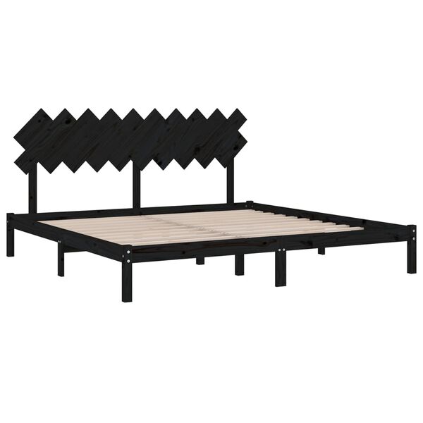vidaXL Massivholzbett Schwarz 200x200 cm