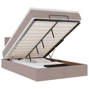 vidaXL Ottoman-Bett mit Matratze & LEDs Taupe 120x200 cm Stoff
