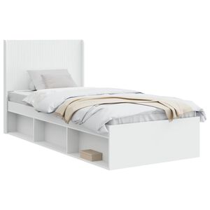 vidaXL Bettgestell mit Stauraum und Kopfteil Wei&szlig; 75 x 190 cm