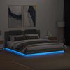 vidaXL Bettgestell mit Kopfteil und LED-Leuchten Grau Sonoma 180x200cm