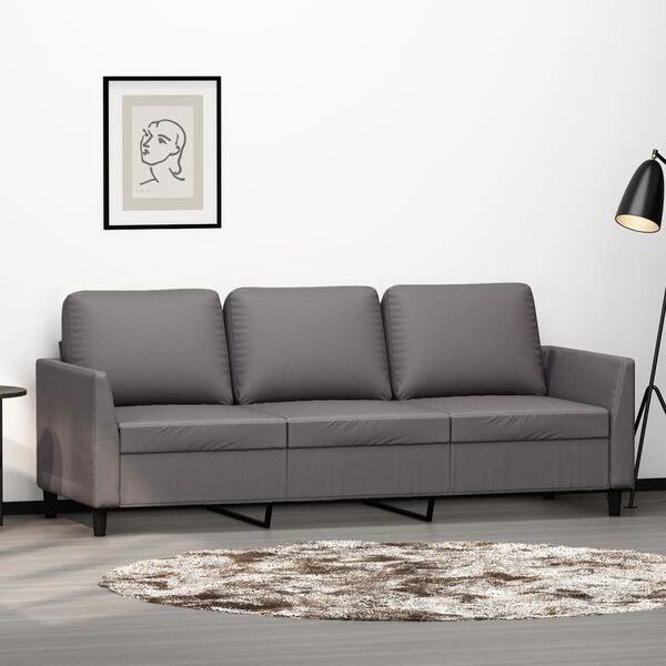 vidaXL 3-Sitzer-Sofa Grau 180 cm Kunstleder