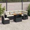 vidaXL 7-tlg. Garten-Sofagarnitur mit Kissen Schwarz Poly Rattan