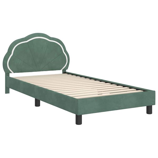 vidaXL Kinderbettgestell mit Kopfteil Meergr&uuml;n 90 x 190 cm Samt
