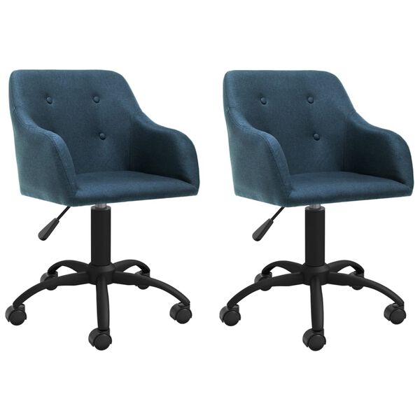 vidaXL Esszimmerst&uuml;hle 2 Stk. Drehbar Blau Stoff