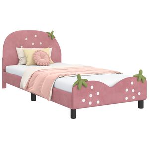 vidaXL Kinderbettgestell mit Kopfteil Rosa 90 x 190 cm Samt