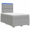 vidaXL LED Boxspringbett mit Matratze Hellgrau 120 x 190 cm Stoff