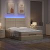 vidaXL Ottoman-Bett mit Matratze & LEDs Creme 140x200 cm Stoff