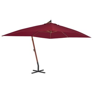 vidaXL Ampelschirm mit Holz-Mast 400x300 cm Bordeauxrot