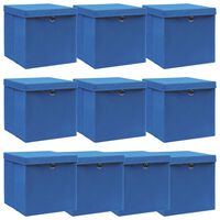vidaXL Aufbewahrungsboxen mit Deckeln 10 Stk. Blau 32x32x32 cm Stoff