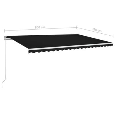 vidaXL Markise Manuell Einziehbar mit LED 500x350 cm Anthrazit