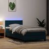 vidaXL Boxspringbett mit Matratze & LED Dunkelblau 80x220 cm Samt