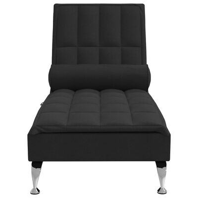 vidaXL Massage-Chaiselongue mit Nackenrolle Schwarz Stoff