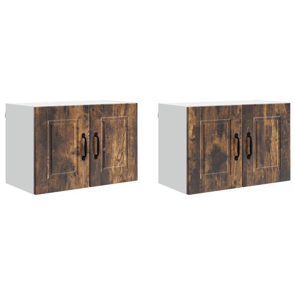 vidaXL K&uuml;chenschrank mit Regal 2 pcs Ger&auml;ucherte Eiche 60 x 31 x 40 cm