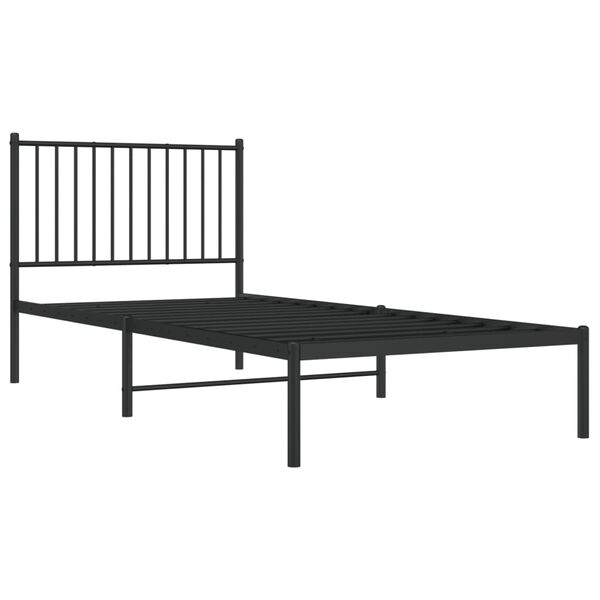vidaXL Bettgestell mit Kopfteil Metall Schwarz 90x200 cm
